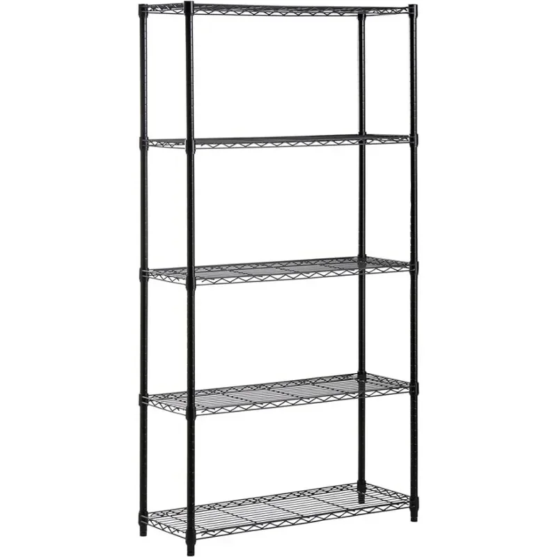 

SHF-01442 Storage Shelving 5-Tier Black 14"D X 36"W X 72"H Clothes Organizer Wall Shelf Home Organizer