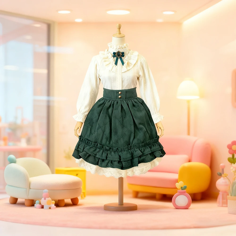 

Blyth Clothes Lace Vintage Long Sleeve beige Shirt High-waisted skirt Set for Licca Azones Ob22 24 P20 Ker YMY Doll Accessories