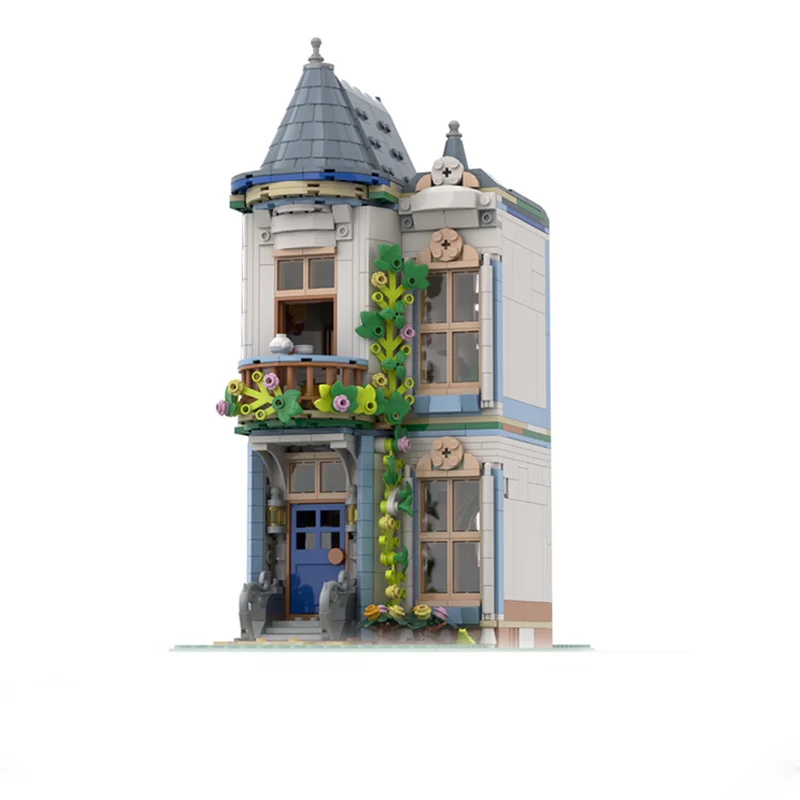 Casa de ciudad blanca MOC de 1290 piezas, casa de ciudad Modular, bloques de construcción de modelos educativos, regalo de juguetes DIY de cumpleaños