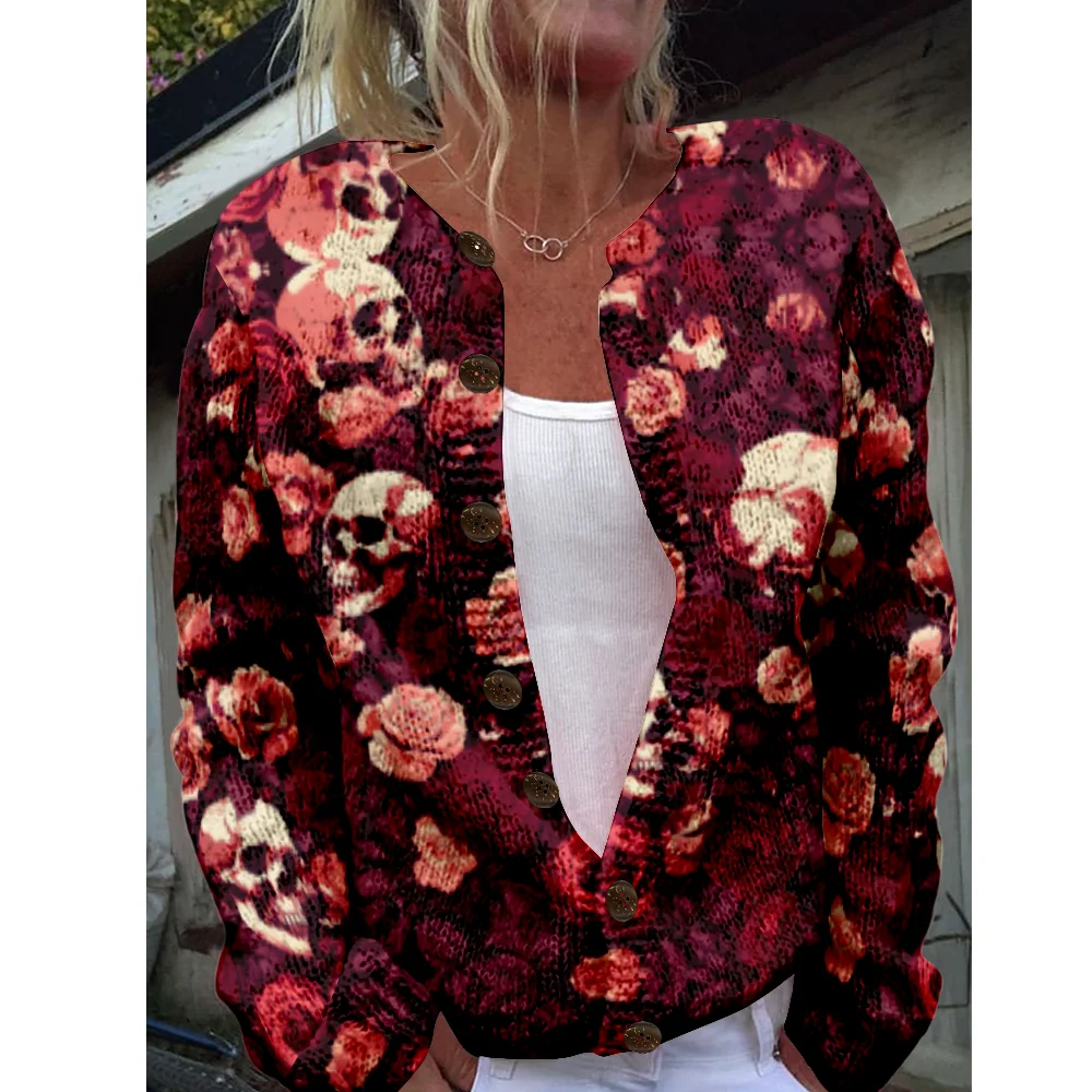 

Autumn Winter Knitted Cardigan Women Sweater halloween Vintage Sweaters Knit Top Fashion Casual Chic Jumpers Streetwear Gift