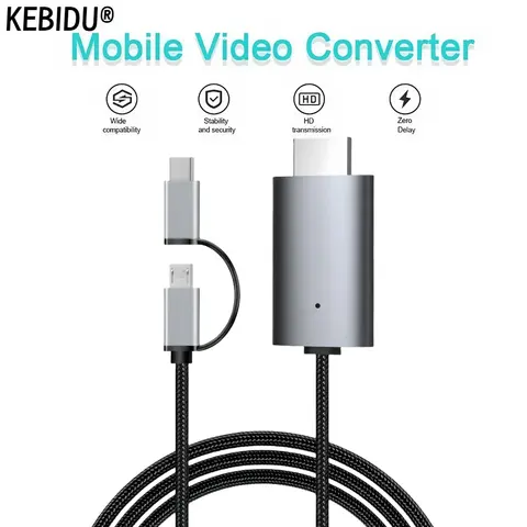 LD39 Wire HD Streaming Display TV Stick Dongle Micro USB Type C to HDMI Cable Mirroring Screen for Android Phone Tablet to TV