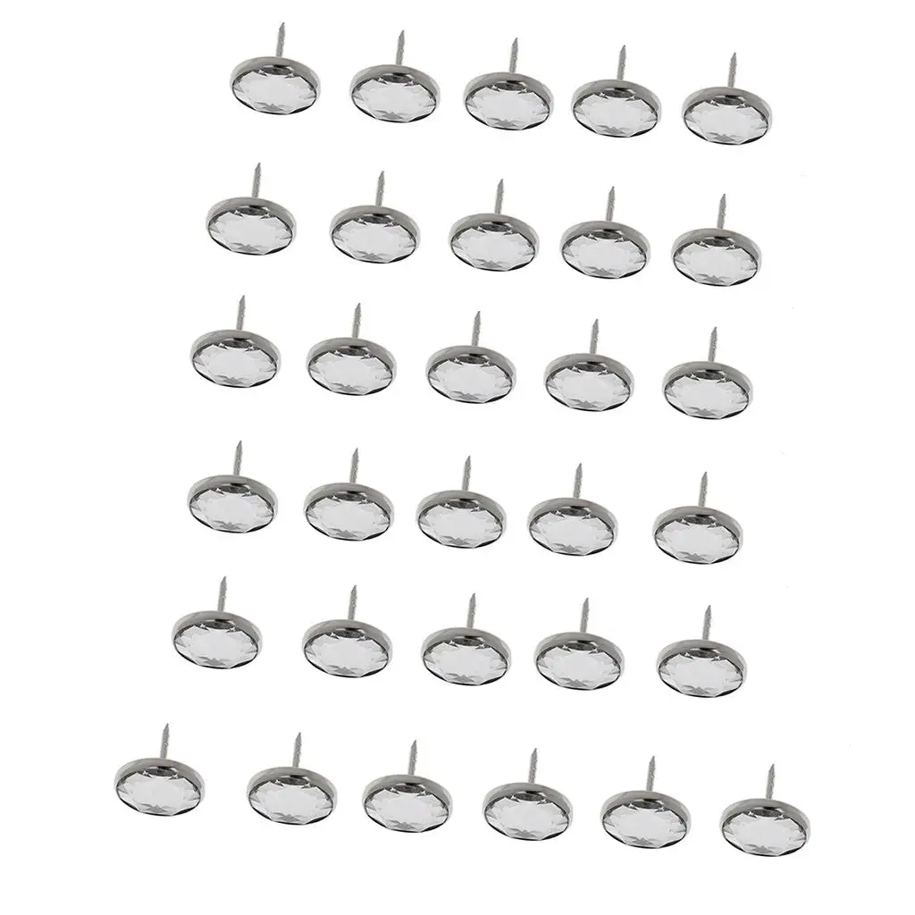 25 Pieces Crystal Sofa Headboard Buttons Nail Upholstery Decoration Silver 20mm 22mm