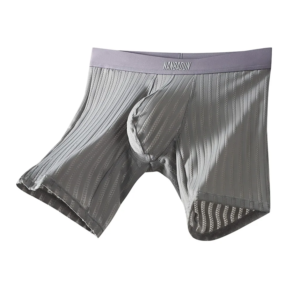 

Men M-XXL Size Middle Waist Long Leg Sports Boxers Shorts Breathable Mesh Ice Silk Jockstrap Underwear Casual Boxer