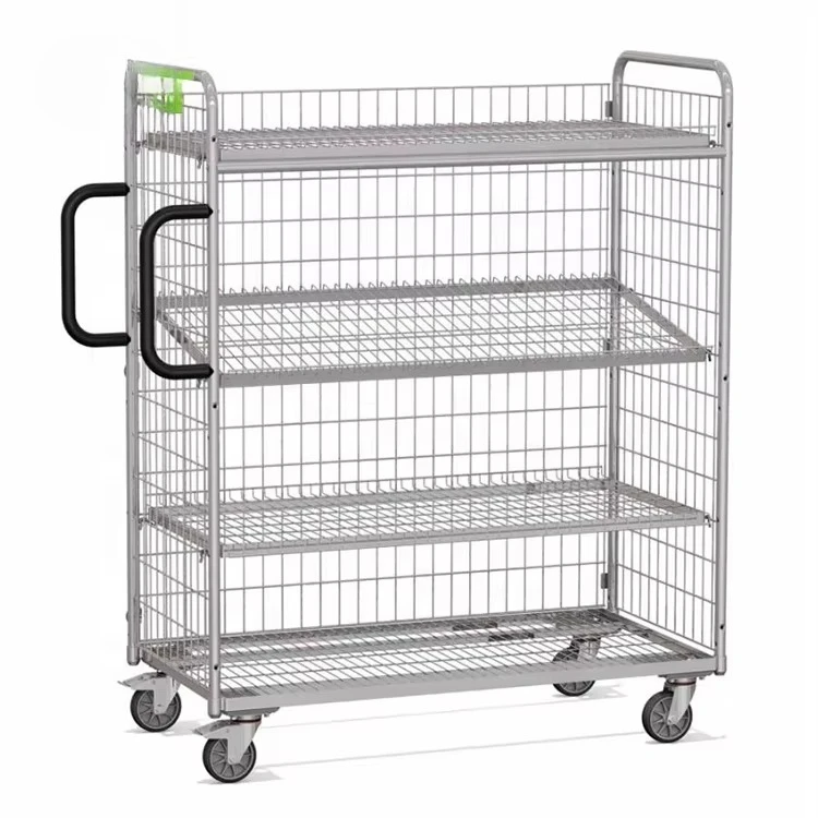 

Galvanized wire mesh picking trolley with ladder