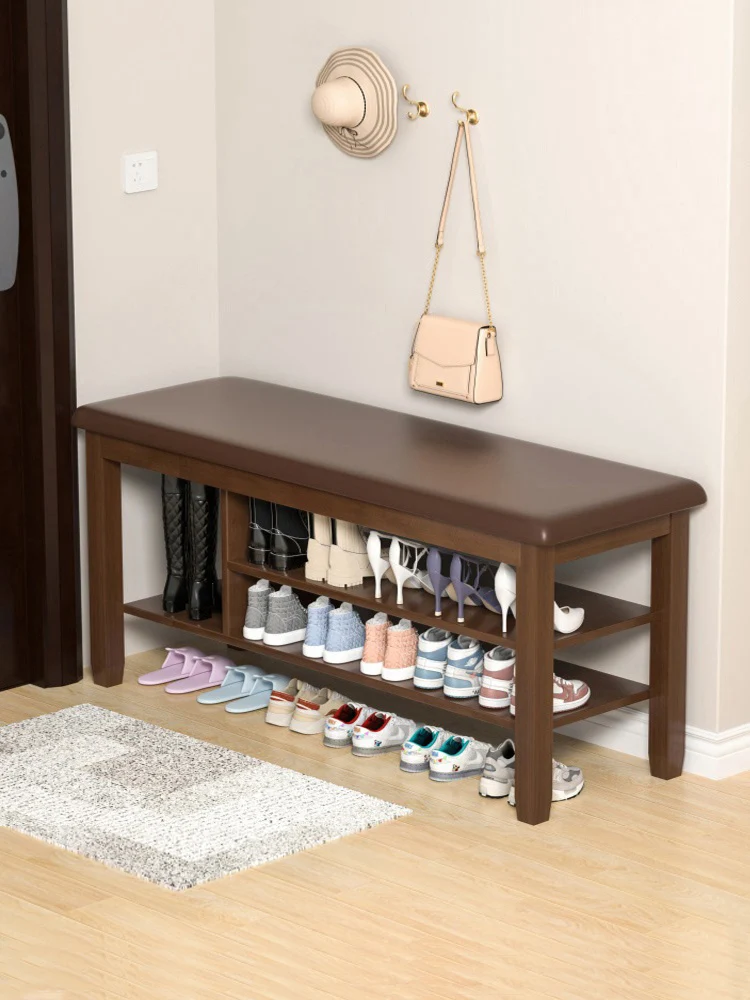 

Solid wood shoe changing stool household door cabinet seated rack seat stool integrated home wearing shoe stool