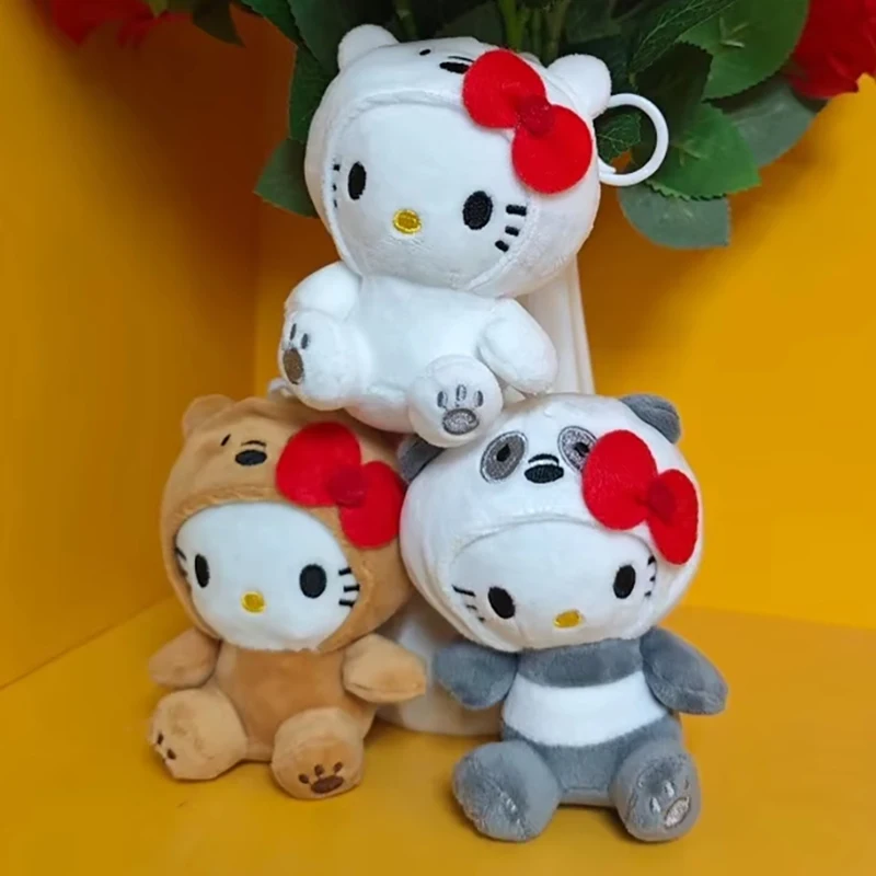

Sanrio 10Cm Doll Hello Kitty Cos Brown Bear Plush Toy Cartoon Fluffy Toy Girl Room Decor Key Chains Doll Children Birthday Gifts