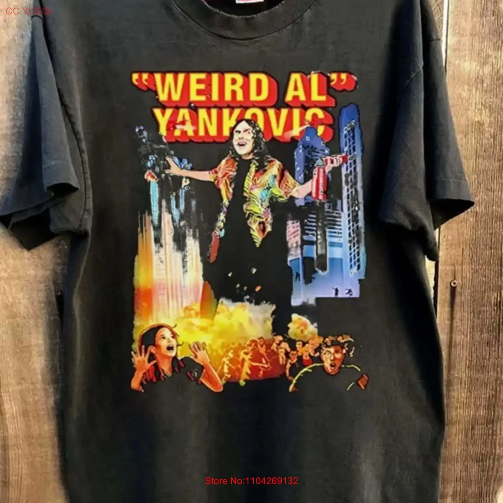 Camiseta negra de manga corta Weird Al Yankovic Bigger Weirder Tour 2025, estilo vintage lavado, para uso diario, con gráfico informal, KV40645