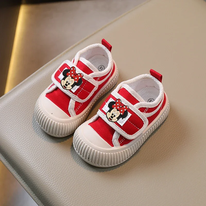 

Disney 2025 Spring Autumn Children's Canvas Shoes Minnie Mouse Boys Casual Shoes Shell Head Girls Soft Sole Baby Shoes