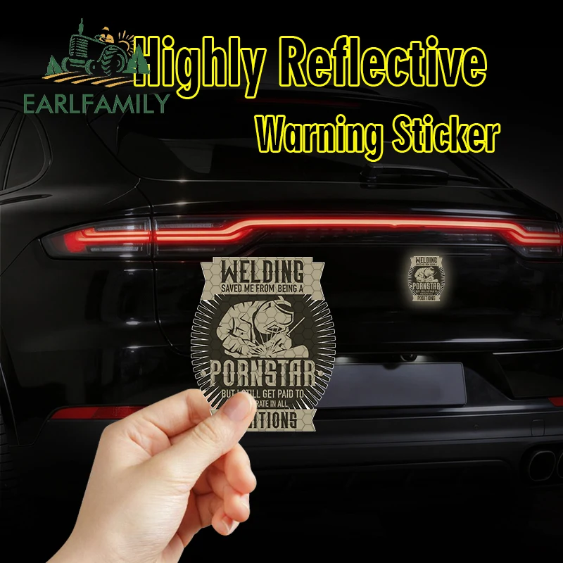 EARLFAMILY Reflective Welding Welder Car Stickers Refrigerator Fine Decal Sunscreen Vinyl Material Graffiti RV JDM VAN Car Goods