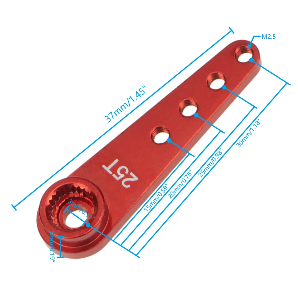 Corne de bras de servo de direction en alliage d\'aluminium CNC, extension métallique 25T, compatible avec 23T JR, 24T Hitec, 25T Futaba SANWAN