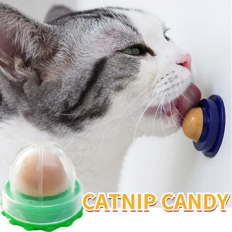 New Nutrition Cat Catnip Ball Dust Cover Round Safe Catnip Snack Lick Candy Vitamin Pudding Catnip Lollipop For Cat Kitten Ragdo