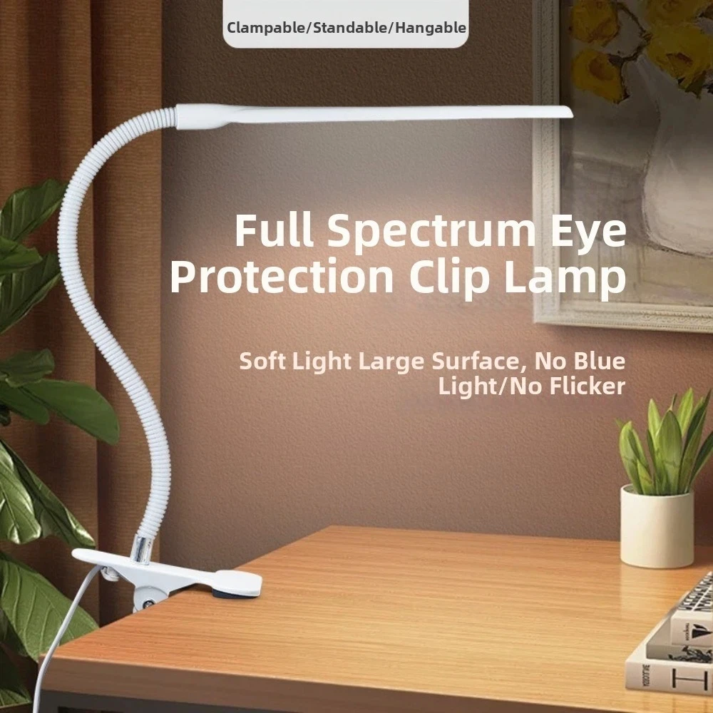 

New LED Desk Lamp Eye-friendly Lighting White Black Reading Lights with Clamp USB Powered Desktop Study Light for Home Office