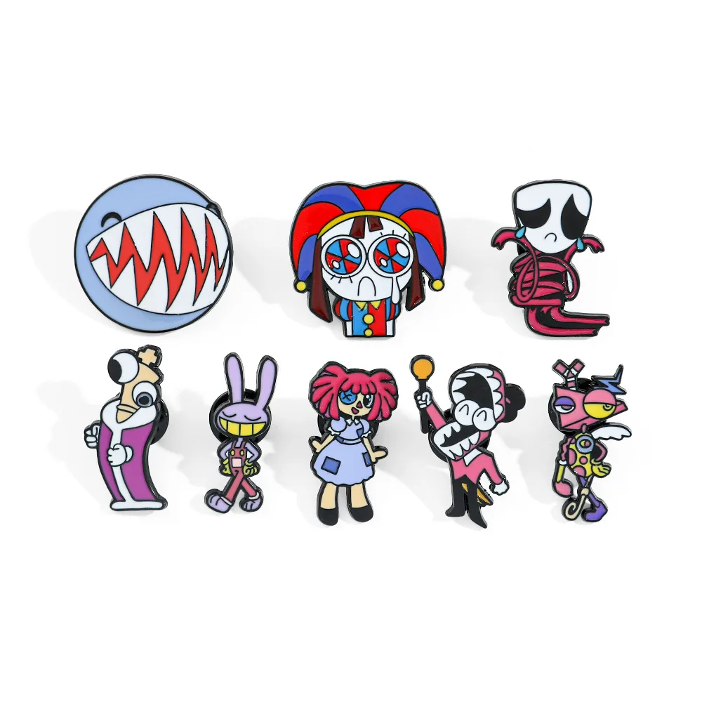 The Amazing Digital Circus Cartoon Brooches Jax Pomni Enamel Lapel Pins Circus Theater Metal Badges for Backpack Accessories