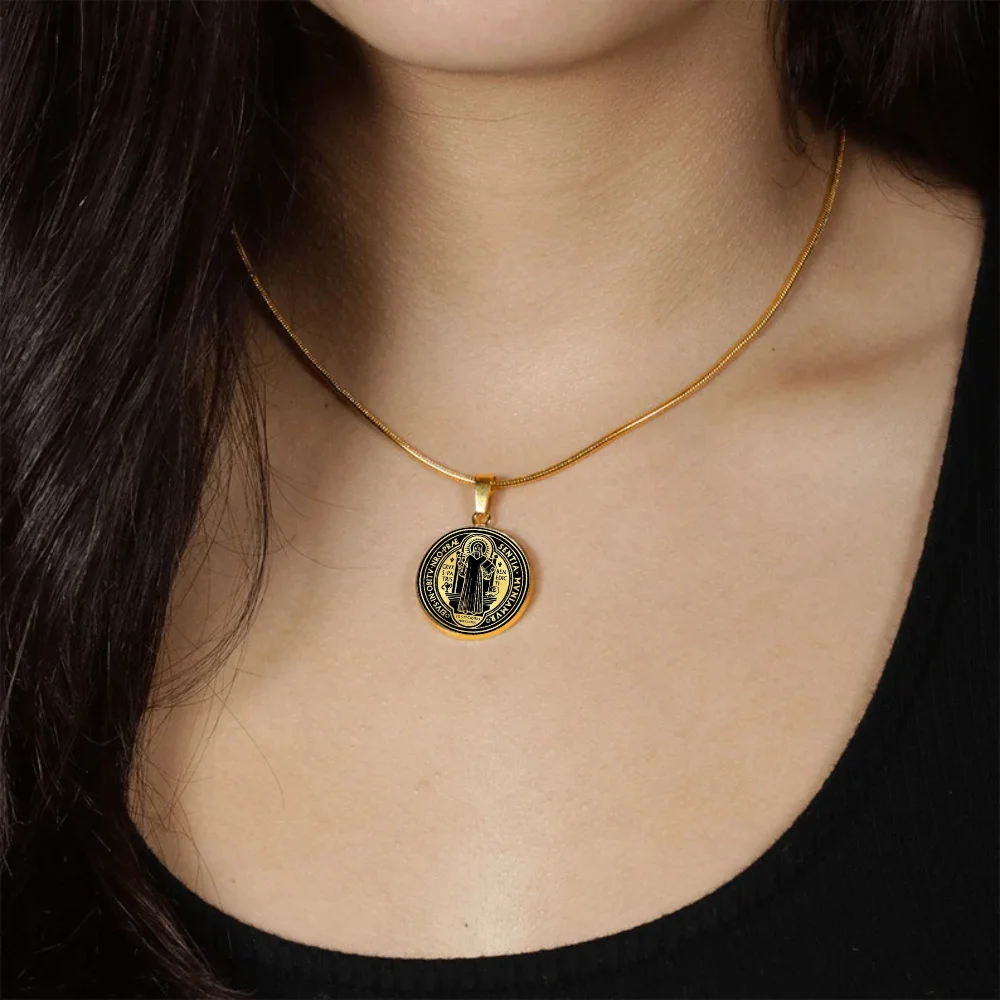 Stainless Steel Saint Benedict Medal Necklace