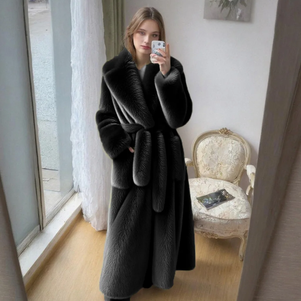เสื้อโค้ทขนเฟอร์เทียมขนาดใหญ่สำหรับผู้หญิง เสื้อแจ็คเก็ตขนยาวหลวมๆ เสื้อคลุมขนหนานุ่ม เสื้อพาร์กาสำหรับผู้หญิง เสื้อผ้าผู้หญิง ฤดูใบไม้ร่วง ฤดูหนาว 2025
