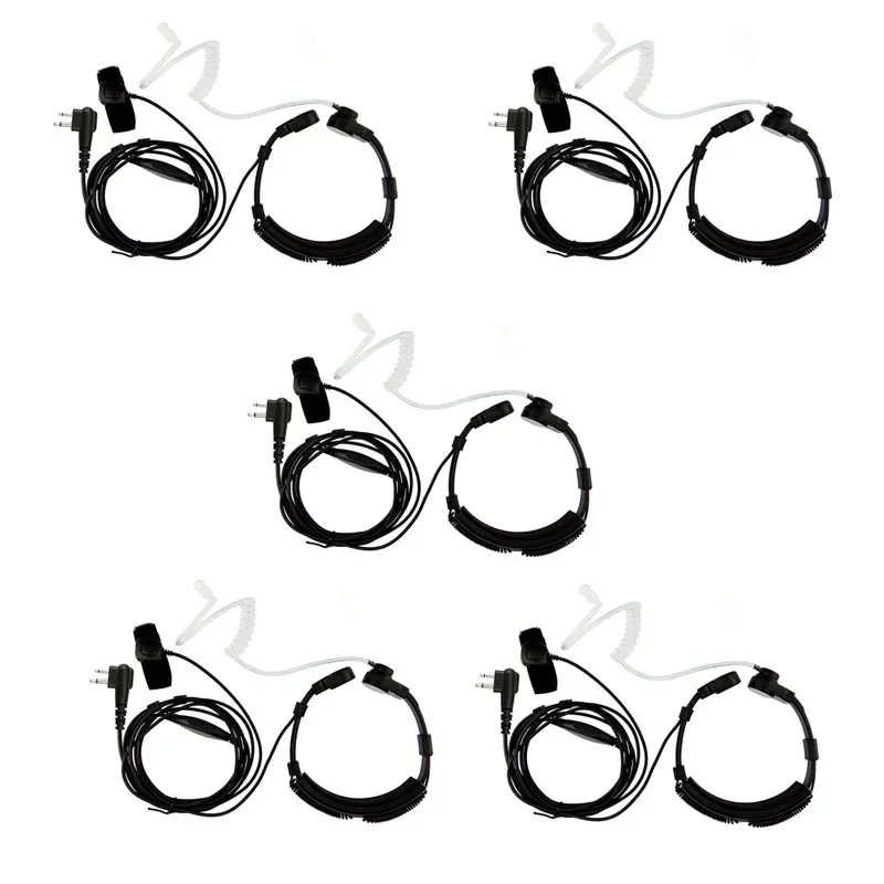 Lot 5pcs Heavy Duty 2 Pin Flexible Throat Controlled Finger PTT Mic Air Tube Headset for Motorola CP040 EP450 CP180 CP185 Radio