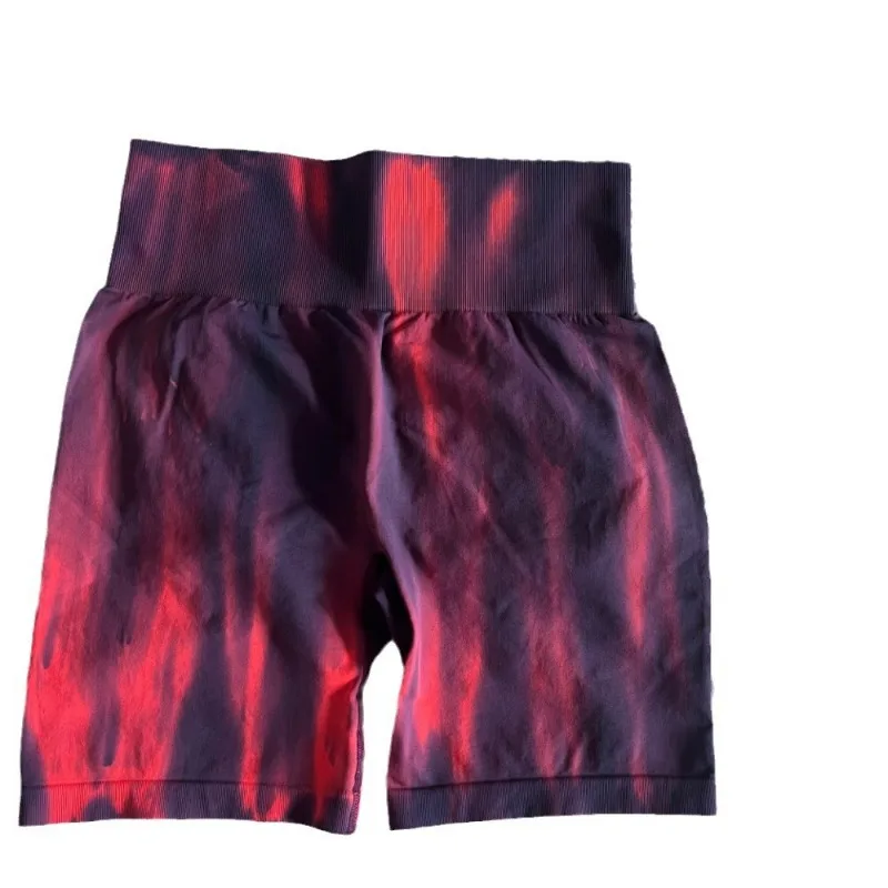 Modne spodenki fitness Tie Dye damskie wysokiej talii elastyczne legginsy trening bieganie Push Up Butt spodenki fitness do jogi