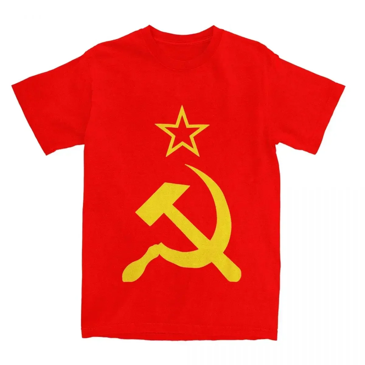 Ussr Hammer Sickle Cccp Retro Russian Soviet Flag Shirt Accessories For Men Women Cotton Funny T-Shirt Short Sleeve Clothes