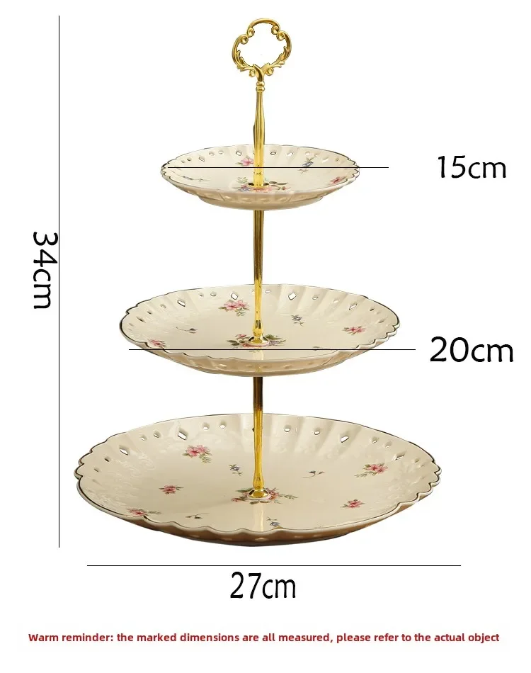 

Ceramic three-layer snack rack afternoon tea fruit snack plate