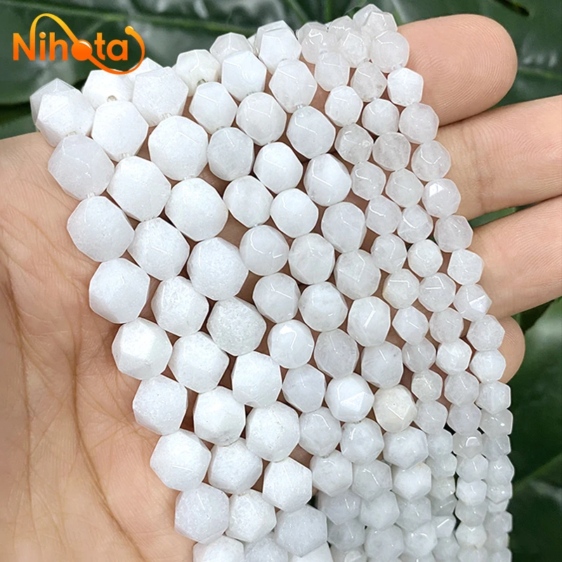 Natural Stone Faceted Porcelain White Jaspers Loose Beads DIY Bracelets Rings for Fashion Jewelry Making 6/8/10mm 14\
