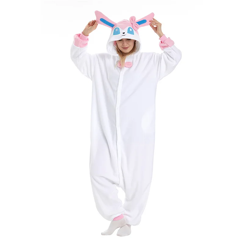 Sylveon One-piece Pajamas Long-sleeved Cartoon Animal Pajamas Loose Casual Loungewear Autumn Winter Adult Homewear