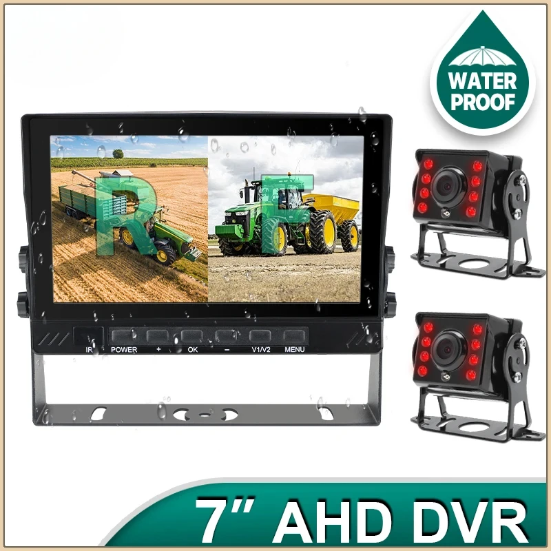 Truck DVR Monitor 7inch IPS Screen Waterproof Recording DVR with AHD1080P Front Rear Reversing Camera Bus DVR Monitor