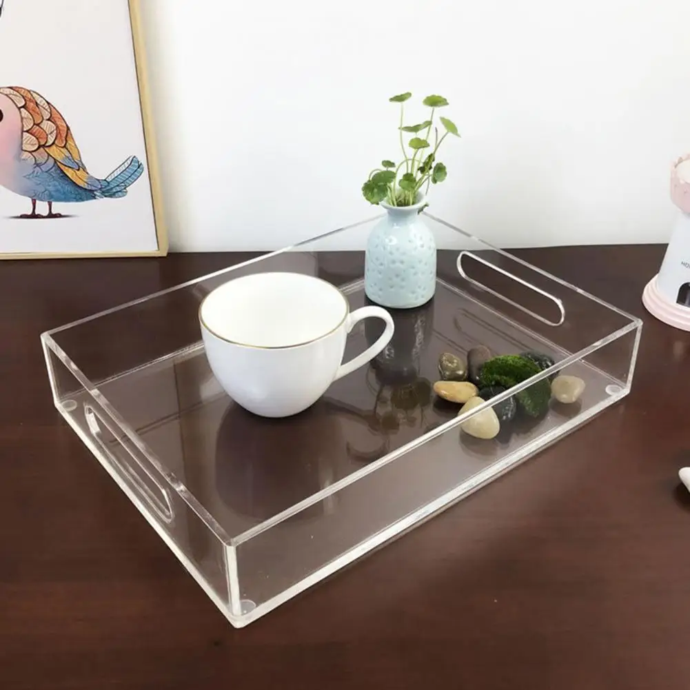 High transparent acrylic tray, rectangular fruit meal tea tray, cosmetic storage box, drawer cabinet storage box.