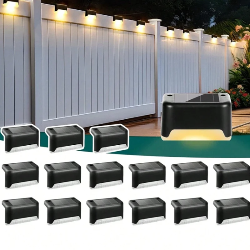 

4-20PCS Warm White LED Solar Step Lights Outdoor Garden Path Stair Lights Waterproof Balcony Patio Fence Lighting Decoration