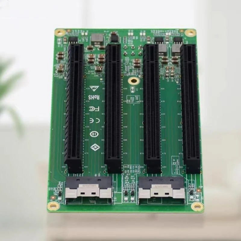 4Ports SFF-8654 8i to PCIe x16 Slot Expansion Card Four Port Risers Card Computer PCIe Slot Conversion Card