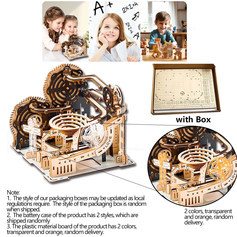 3D Wooden Puzzle Marble Run Set DIY Assemble Mechanical Model Building Kits STEAM Educational Toys for Adult Kids Birthday Gifts