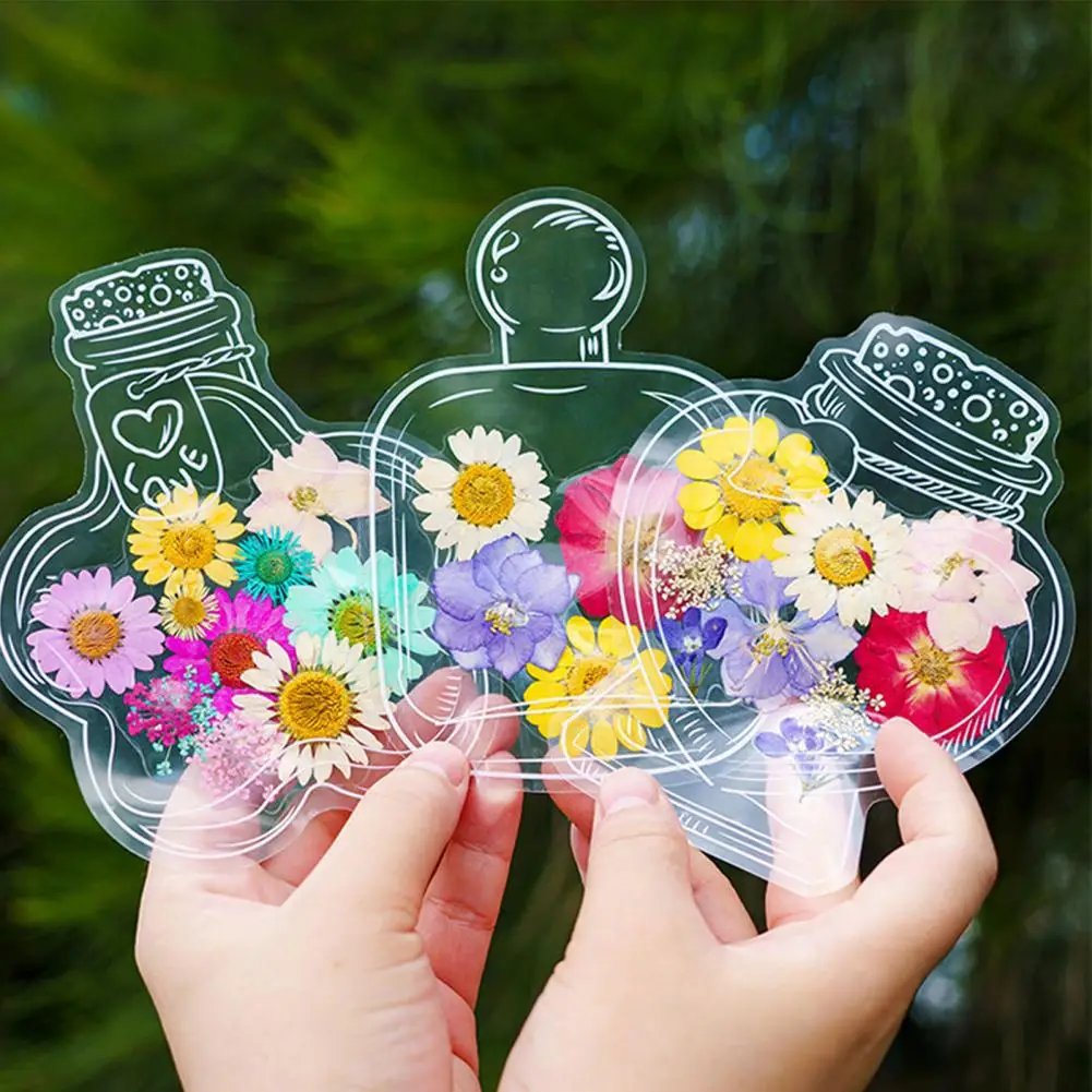 20Pcs Dried Flower Bookmarks Transparent DIY Bookmarks Creative Floral Plant Drift Bottle Bookmarks Scrapbook Diary Decorations