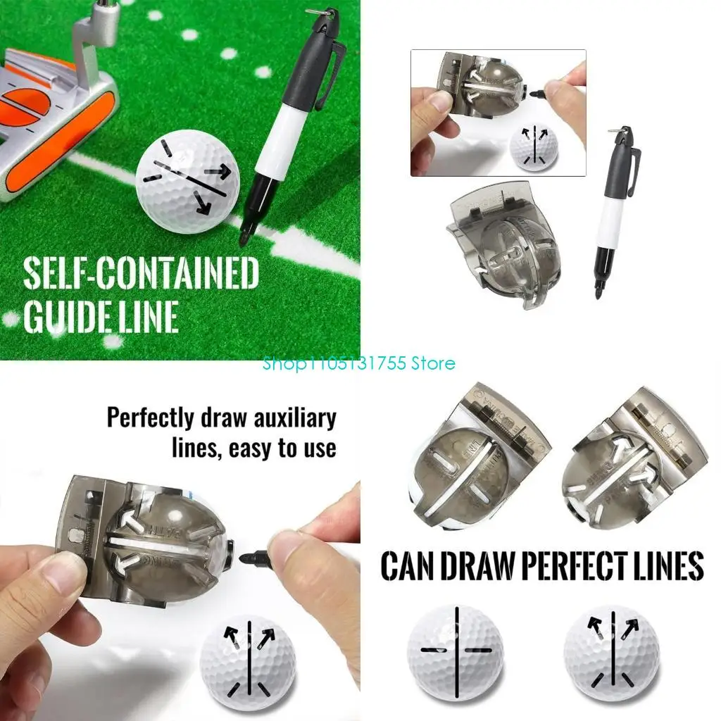 

K0EF Golf Ball Template Liner 180 Degree Mark Alignment Tool Set with Marker Pen