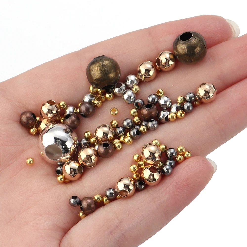 20-500Pcs 2/2.4/3/4/5/6/8/10/12mm Iron Ball Crimp End Beads Stopper Spacer Beads For Diy Jewelry Making Findings Supplies