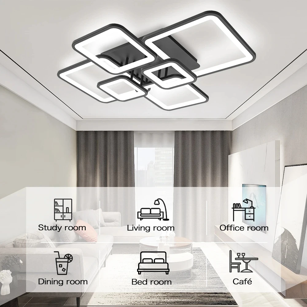 Modern New LED Minimalist Chandelier Geometric Design With Memory Function Light Support RC For Living Room Bedroom Ceiling Lamp