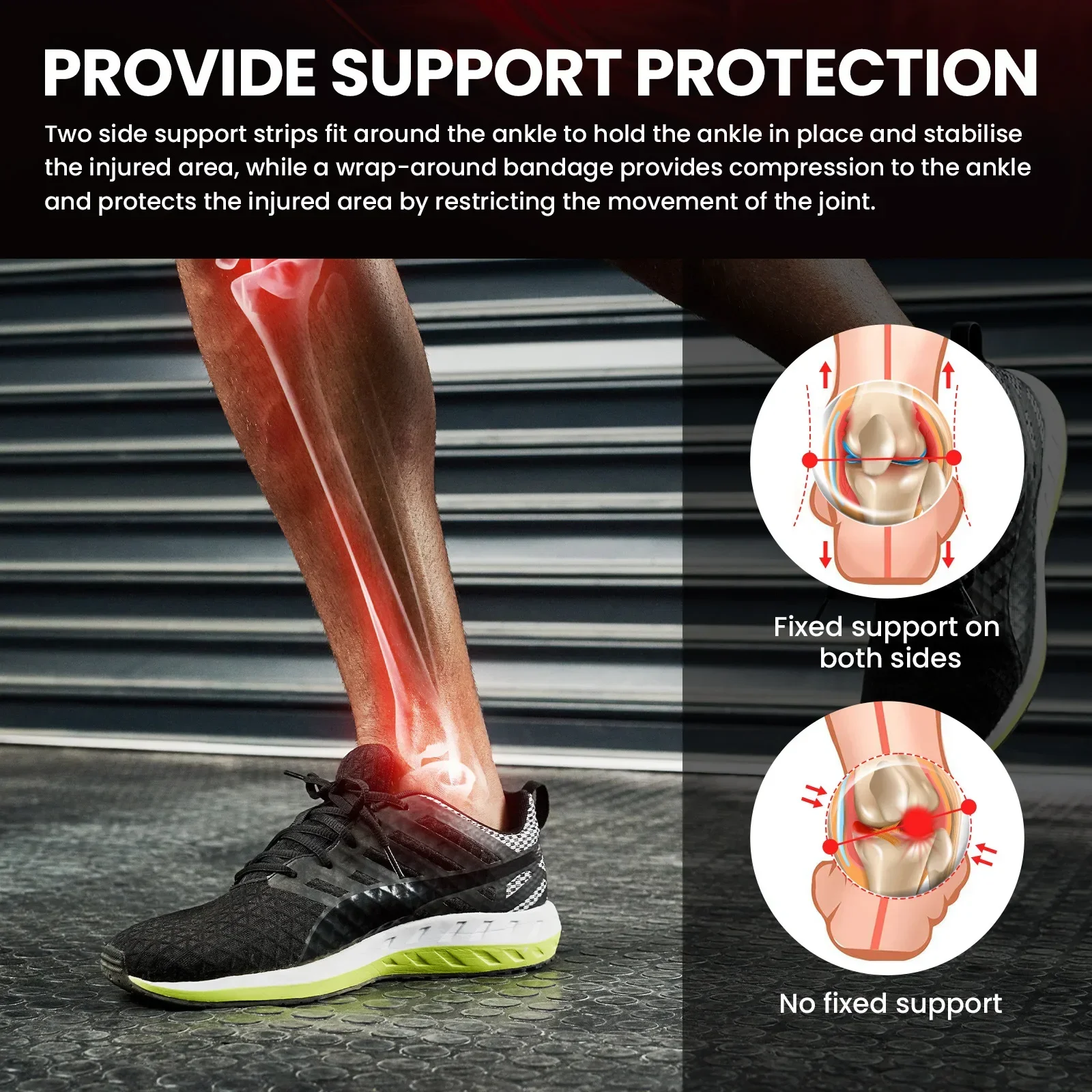 1PC Adjustable Knob Ankle Support Brace for Plantar Fasciitis and Tendonitis Semi-rigid Adjustable System Ankle protector sports
