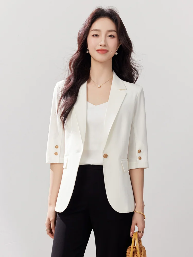 Women's Seven‑Quarter Sleeve Blazer, New Arrival for Spring, Summer and Autumn, Cross‑border Professional Suit Set