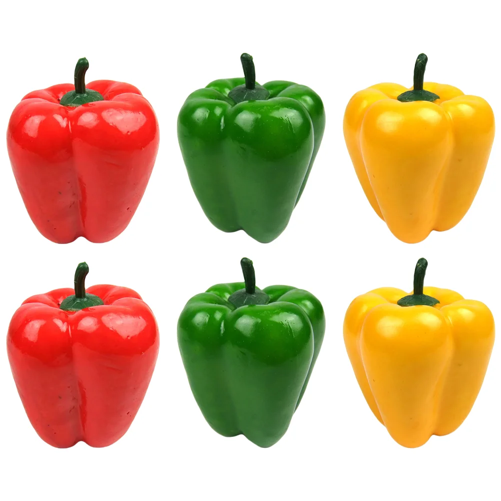 

6 Pcs Simulation Bell Pepper Model Kitchen Accessory Fake Vegetables Household Restaurant Display Poly Dragon