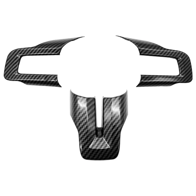 Carbon Fiber Style Steering Wheel Panel Cover Trim Sticker For Ford Mustang 2015-2023 Car Interior Accessories