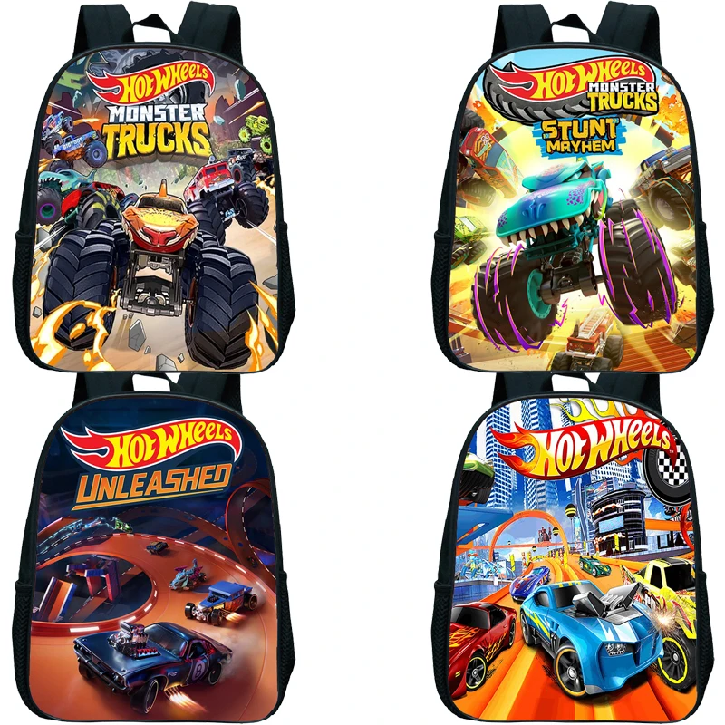 

Рюкзак Hot Wheels для мальчиков и девочек, школьные сумки для детского сада, ортопедическая детская сумка для книг, крутые грузовики с узором, детский рюкзак для автомобилей Mochila