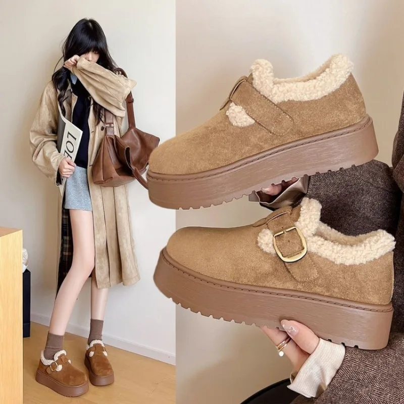 

Shallow Mouth Snow Boots Low Cut Cotton Shoes Thick and Warm Ethnic Style Flat Bottomed Oversized Women's Shoes Women's Boot New