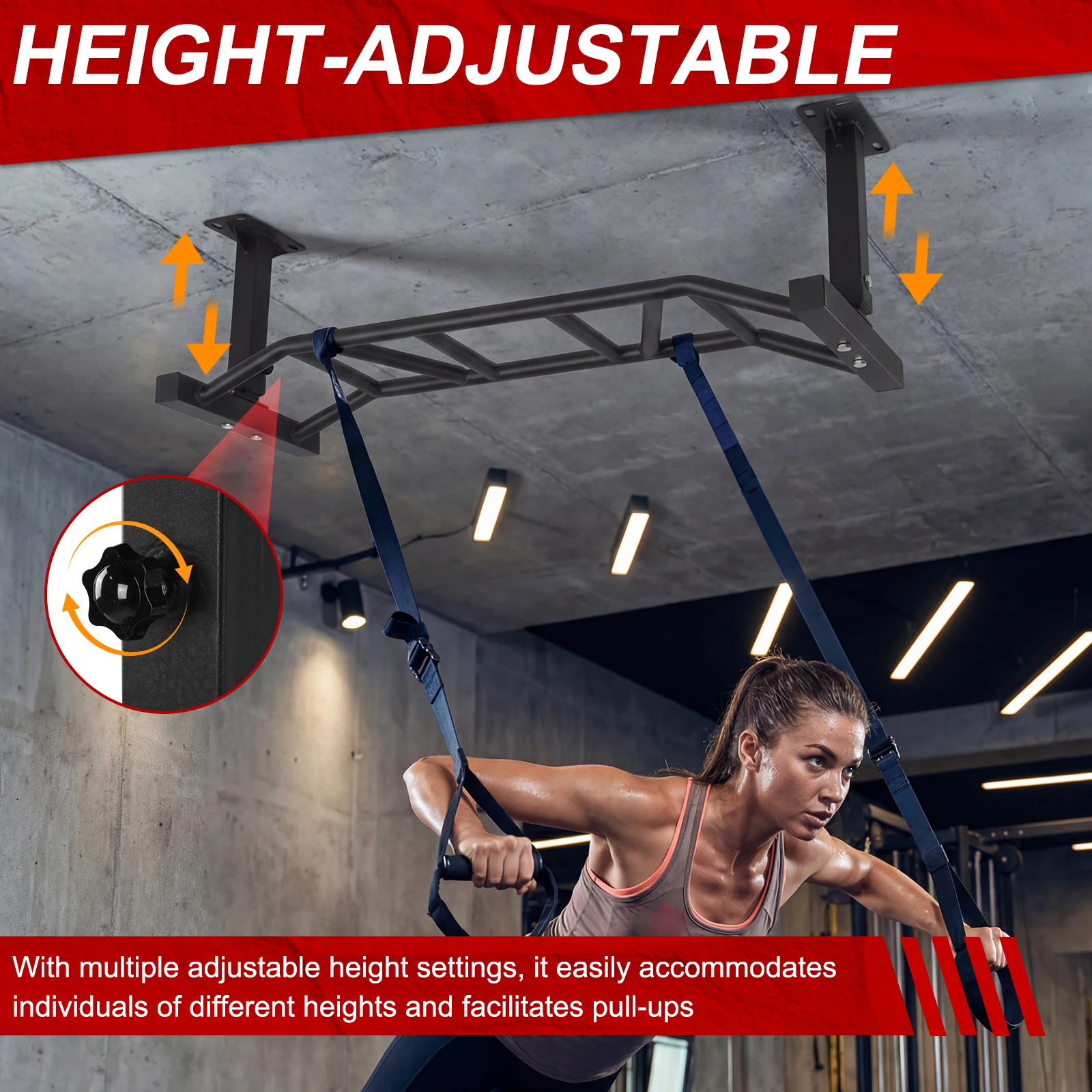 47 Inch Adjustable Pullup Bar for Home Gym