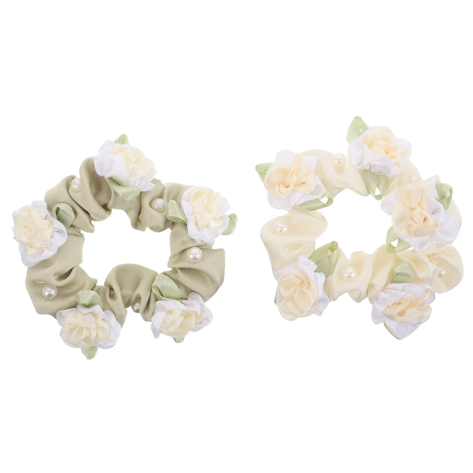 

2 шт., резинки для волос с цветком, эластичные резинки для волос, бирюзовый кремовый пучок, аксессуары для укладки хвоста, женские резинки для волос на весь день