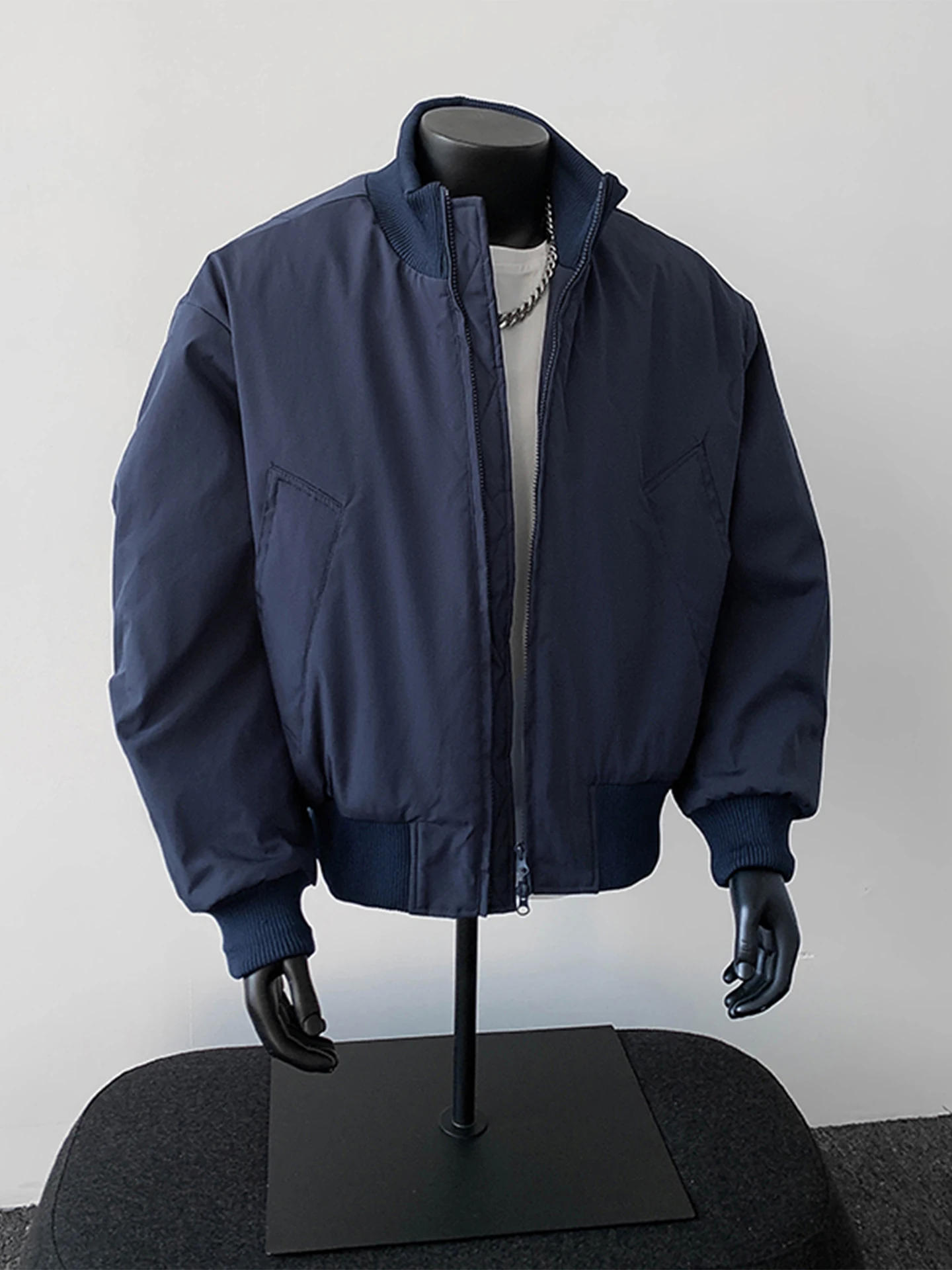 

American Sle Bomber ort Thiened White Du down Jaet Stand Collar Men's Winter Warm Workwear Polyester Fiber Coat