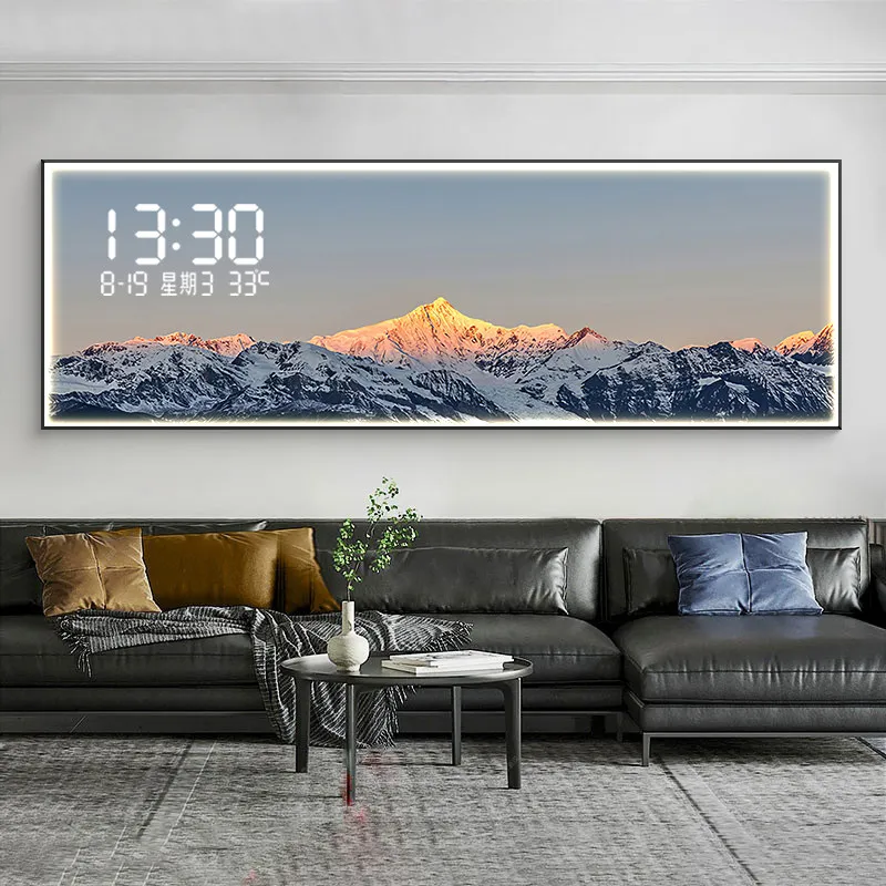 #￥Digital electronic clock living room decoration painting wall clock home decor items Wall clock noiseless orologio da parete