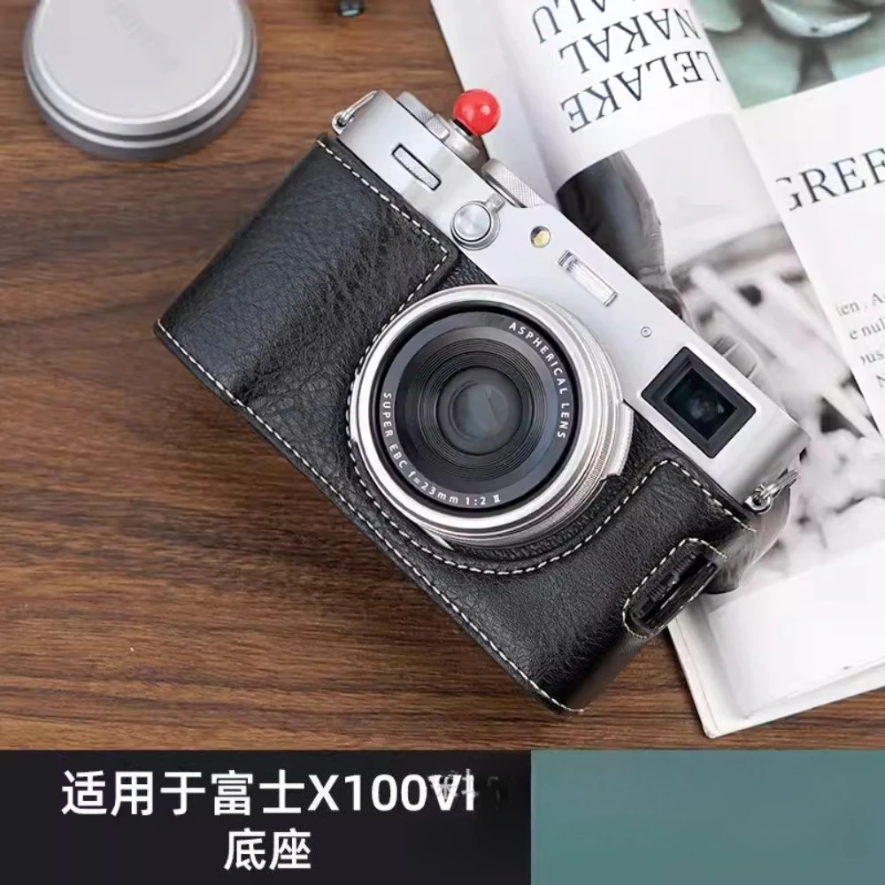 For Fuji X100VI camera bag, Leather case, base x100vi Micro-single buffalo pattern base, Camera Case Bag+1PCS Free Tempered Film