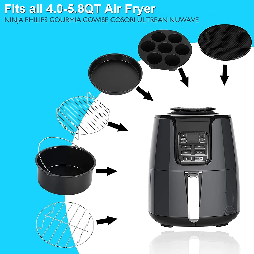 Baking Cake Mould Set 7 Inch / 8 Inch 12pcs/set for all Air Fryer Machine  4.0- 5.8QT DIY Muffin Bakeware Air Fryer Accessories