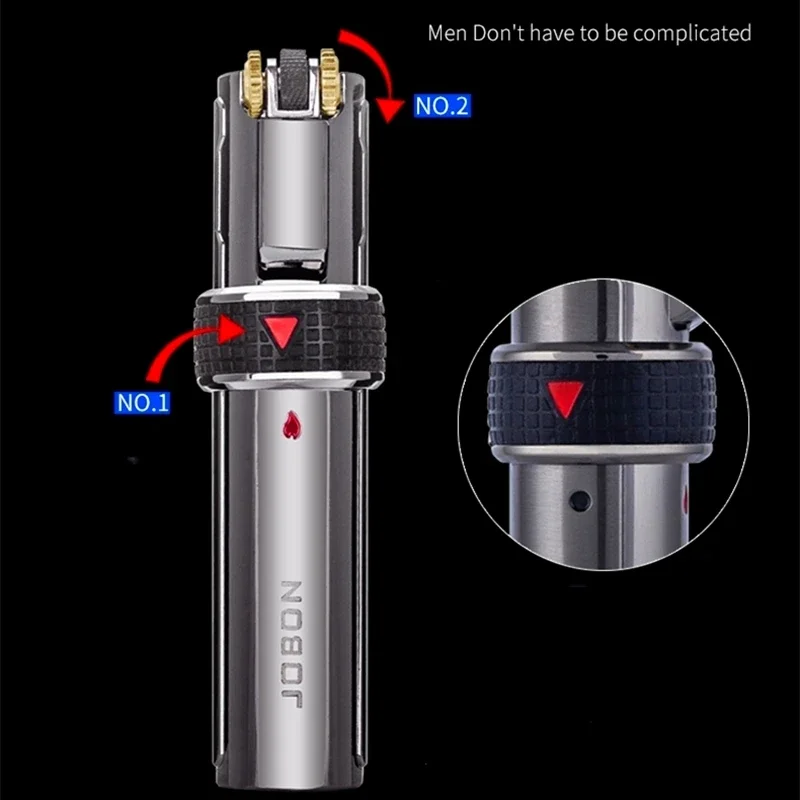 JOBON-Personalized Windproof Gas Lighter, Triple Torch, Refill Jet Flame, Metal Spray Gun, Kitchen Pipe, Cigar Lighter Gadget