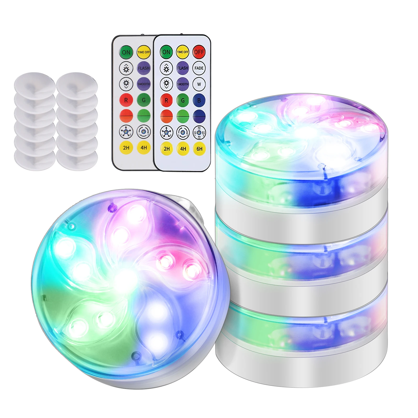 1/2/4 PCS Submersible LED Lights Waterproof Pool Light With Magnet Suction Cup Color Changing Bathtub Light Decoration For Pond