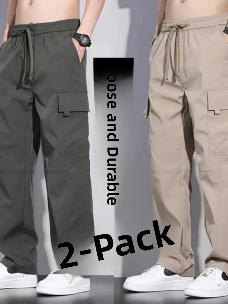 

Men's Loose Fit Straight Leg Workwear Trousers Outdoor Casual Long Pants Multi Pocket Wear Resistant Fashion Urban Style