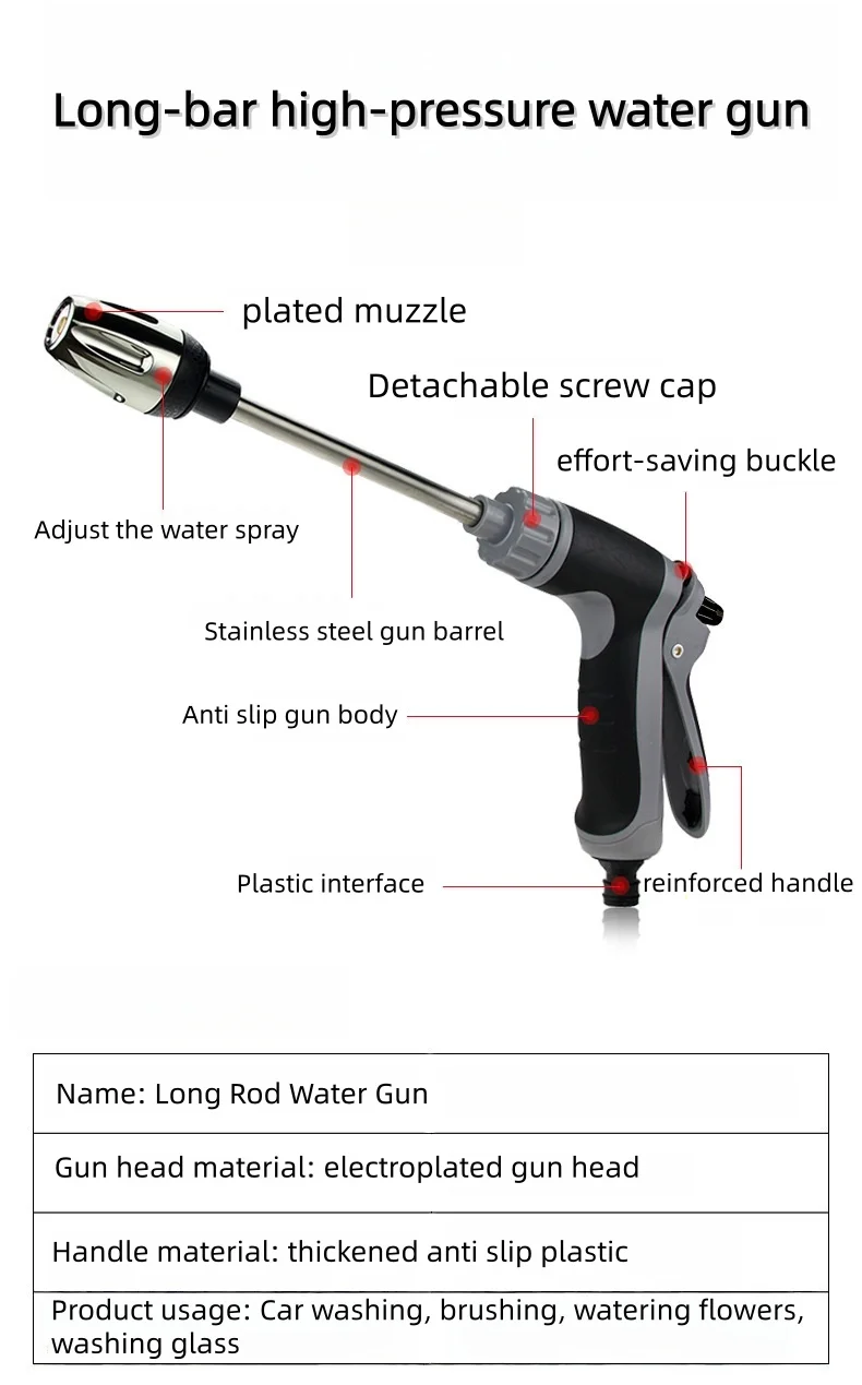 Hochdruck-Autowaschpistole Gartenwasserschlauchdüse, Multifunktionales Bewässerungswerkzeug, Leistungsstarke Reinigung für Autos und Gärten – Detail 2